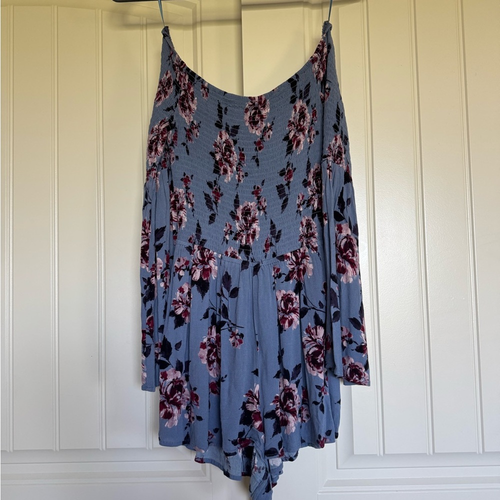 Kendall & Kylie Floral Blue Romper